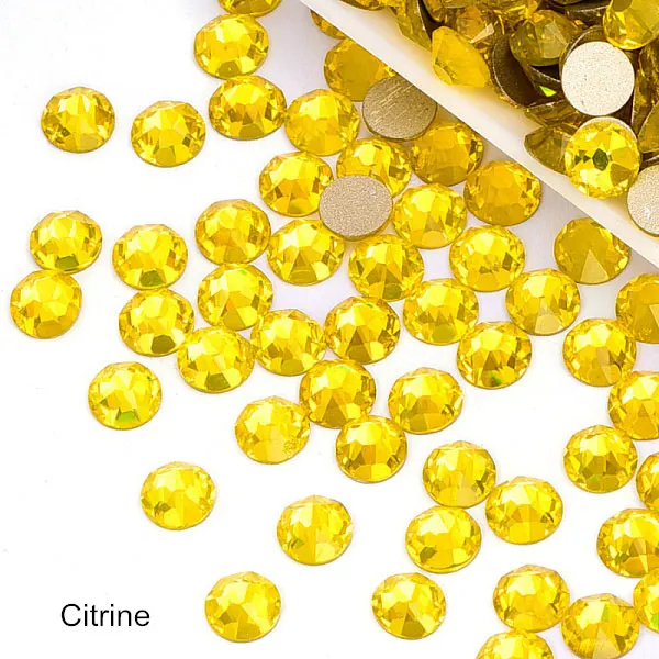 citrine 1440 шт Новые популярные цвета 8 больших+ 8 маленьких 16 граней горный хрусталь Кристалл Flatback не горячей фиксации украшение для ногтей горный хрусталь B3638 - Цвет: citrine