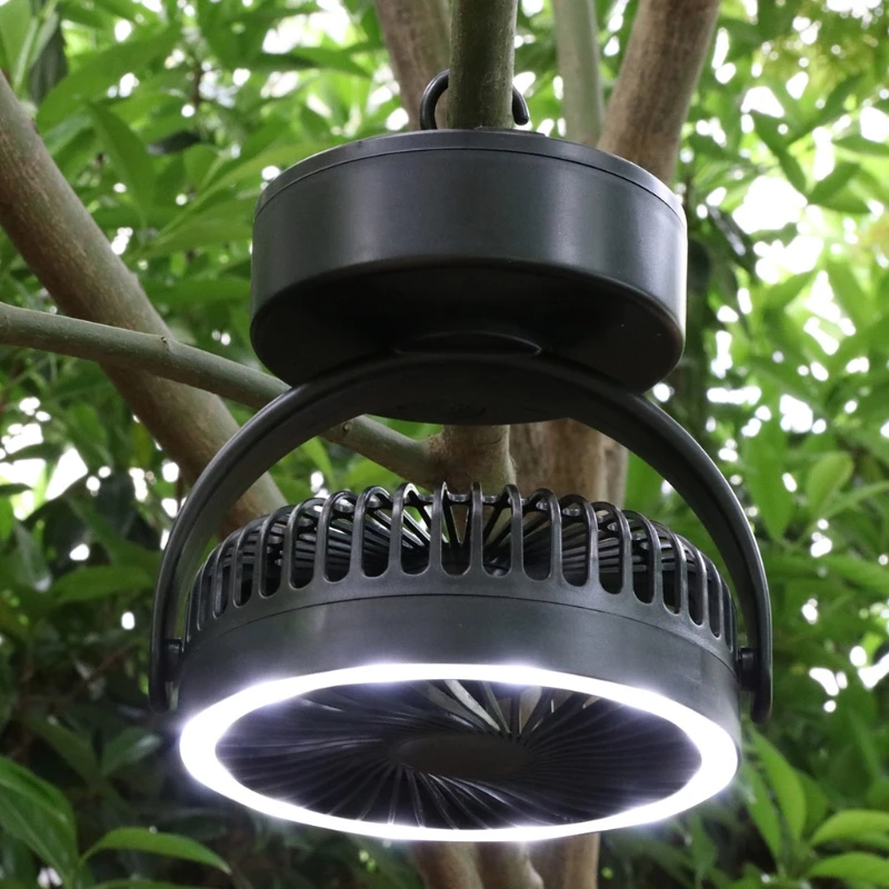 

Portable LED Camping Lantern with Tent Fan 2 Mode Flashlight Battery Powered USB Rechargeable Emergency Equipment N0PF