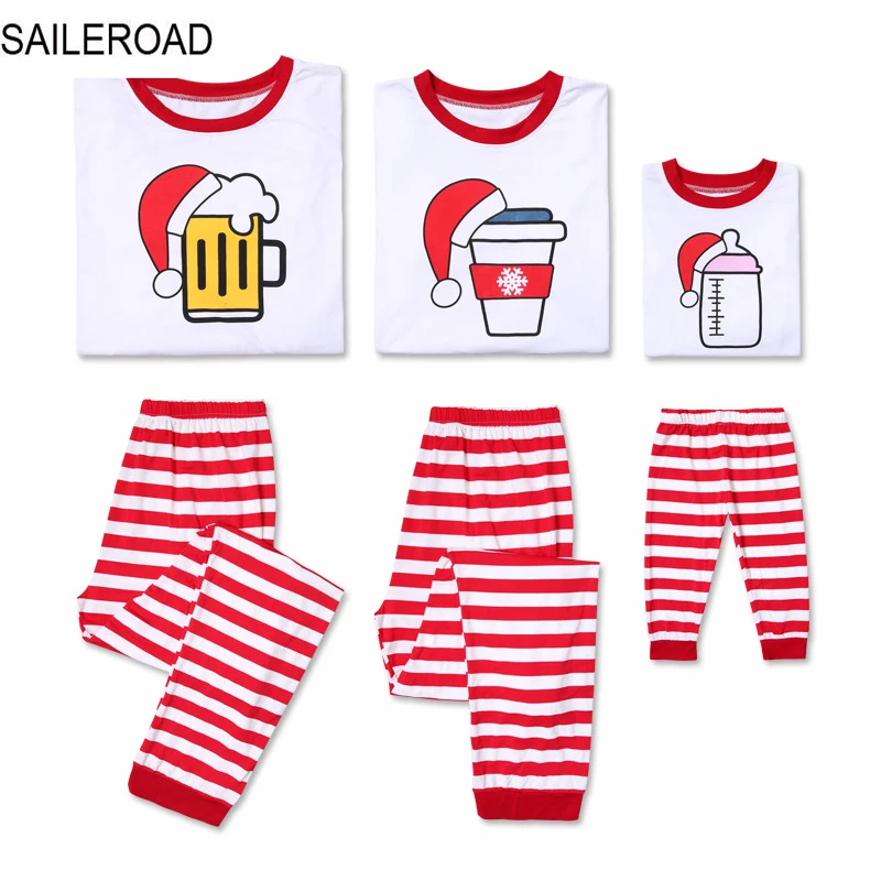

TUONXYE Family Matching Christmas Cups with Hat Pajamas Sets For Parent-Child Newborn Xmas Kid Homewear New Year's Outfits