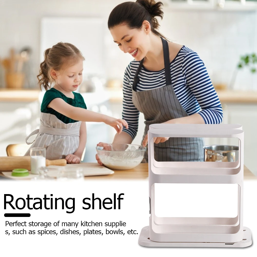

Double Layers Storage Bottle Jar Stand Rack Box Holder Kitchen Rotating Food Seasoning Home Storage Shelf Bathroom Accessories