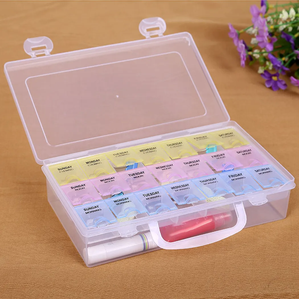 

Transparent Pill Box Nail Art Storage Box Jewelry Beads Gems False Tip Container Empty Nails Rhinestones Holder Case Organizer