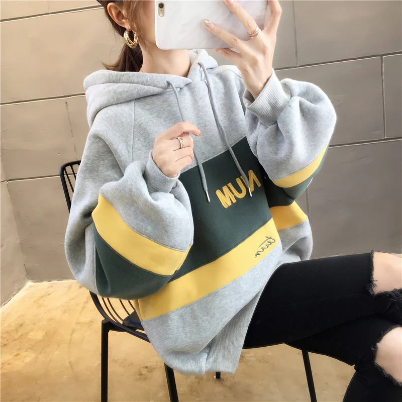 Женские толстовки с капюшоном флисовые свитшоты в стиле пэчворк Повседневная