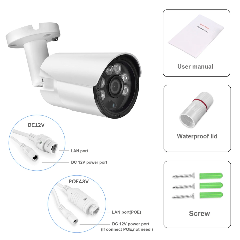 IP-камера AZISHN 1080P HD H.265 2 МП 25 кадров/с водонепроницаемая | Безопасность и защита