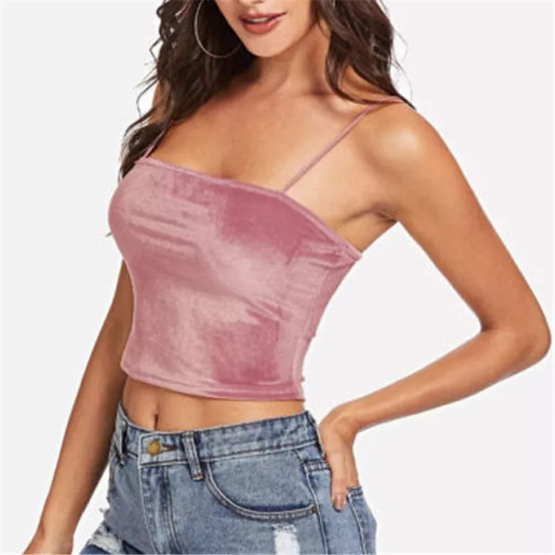 Блузка женская летняя бархатная Модный Топ без бретелек облегающий клубный для