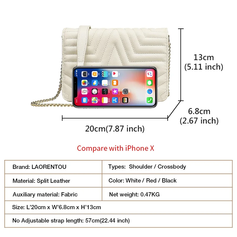 LAORENTOU Маленькая женская сумка с клапаном Классическая мягкая яловая кожа через