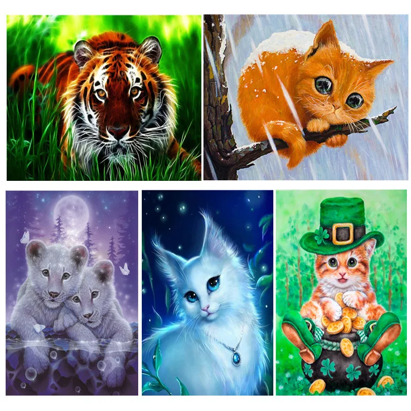 Новые алмазные картины сделай сам вышивка крестиком кошки тигры животные