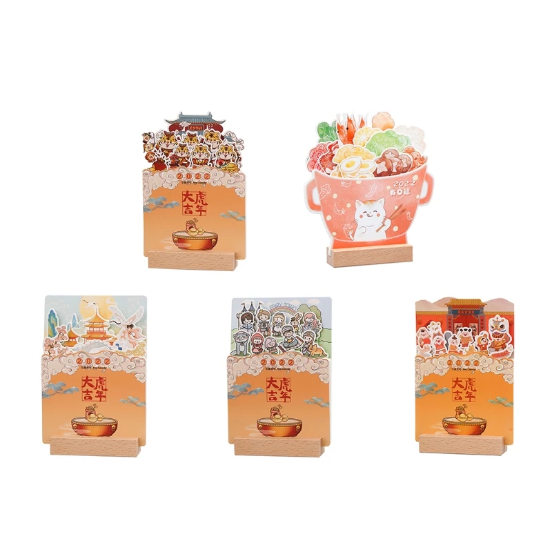 

Kawaii Cartoon 2022 Desktop Calendar Wooden Stand Monthly Planning Thick Paper Versatile for Company Dorm School Office