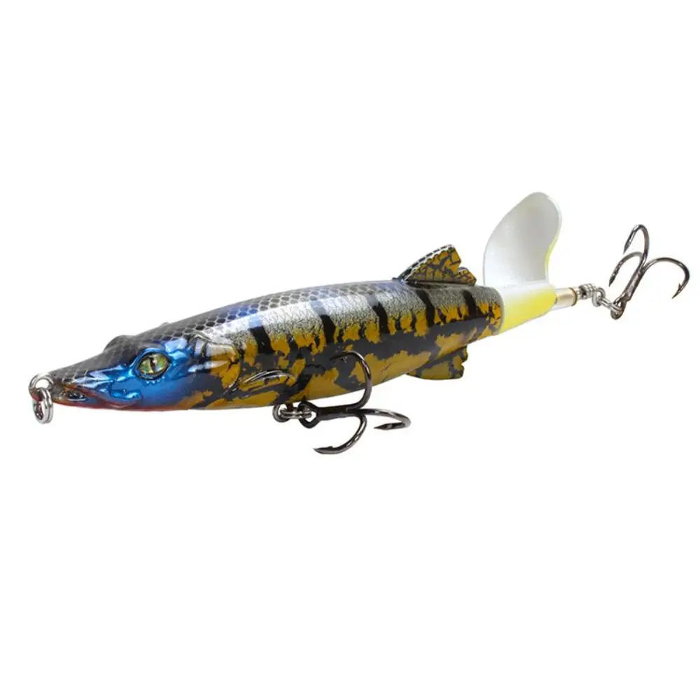 

Minnow 13cm 16g Topwater Fishing Lure Artificial Hard Bait 3D Eyes Plopper With Rotating Tail Fishing Tacklez