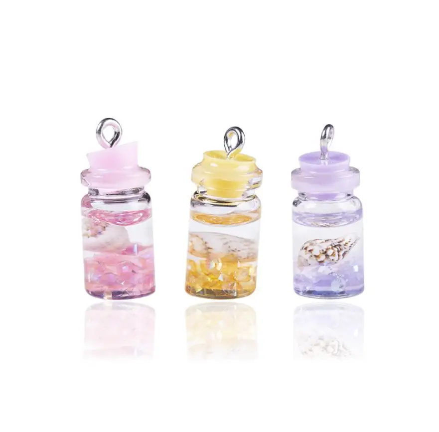 

DIY Resin Accessories Charm Sweet Girl Conch Drift Bottle Earrings Pendant Fashion Flash Powder Keychain Pendant