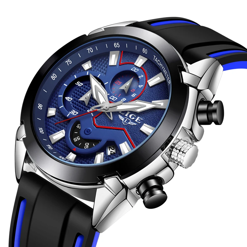 2019 LIGE мужские роскошные брендовые Хронограф Мужские спортивные часы