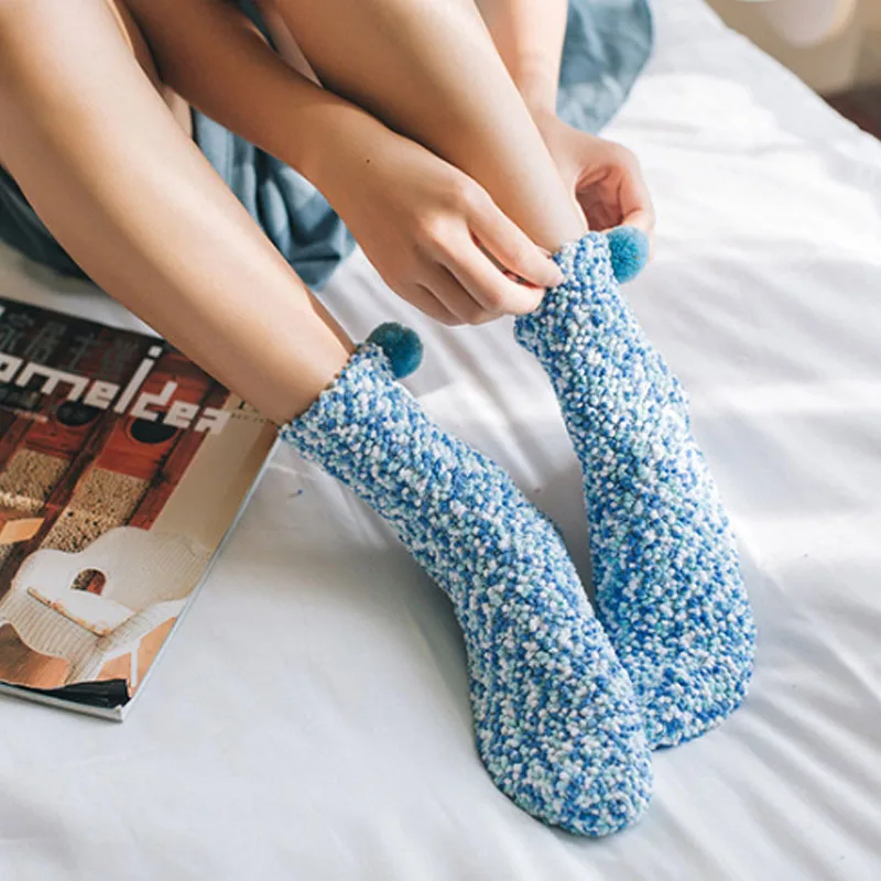 Теплые плюшевые носки в стиле Харадзюку повседневные милые флисовые Носки