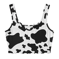 cute cow print camis women sexy sleeveless crop top summer casual o neck vest female streetwear 2021 mujer chaleco a40