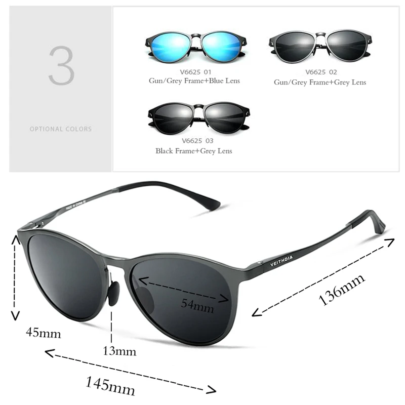 Солнцезащитные очки унисекс VEITHDIA зеркальные ретро-очки из алюминиево-магниевого