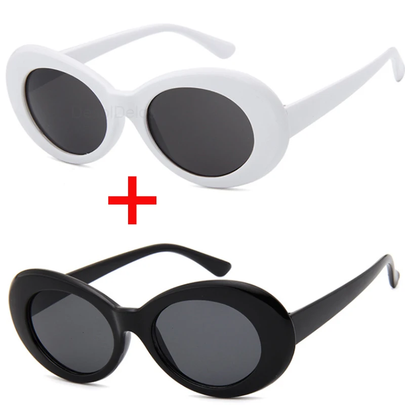 

2pcs/lot Clout Goggle Kurt Cobain Sunglasses Men Women Vintage Oval Round Sun glasses Fashion Ladies UV400 Eyewear Gafas De Sol