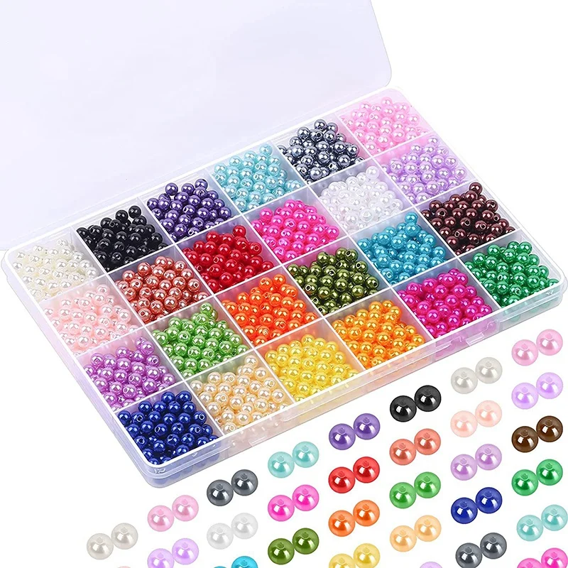 

Pearl Beads for Jewelry Making 1680PCS Round Colorful Pearls with Holes for Making Earring Necklaces Bracelets
