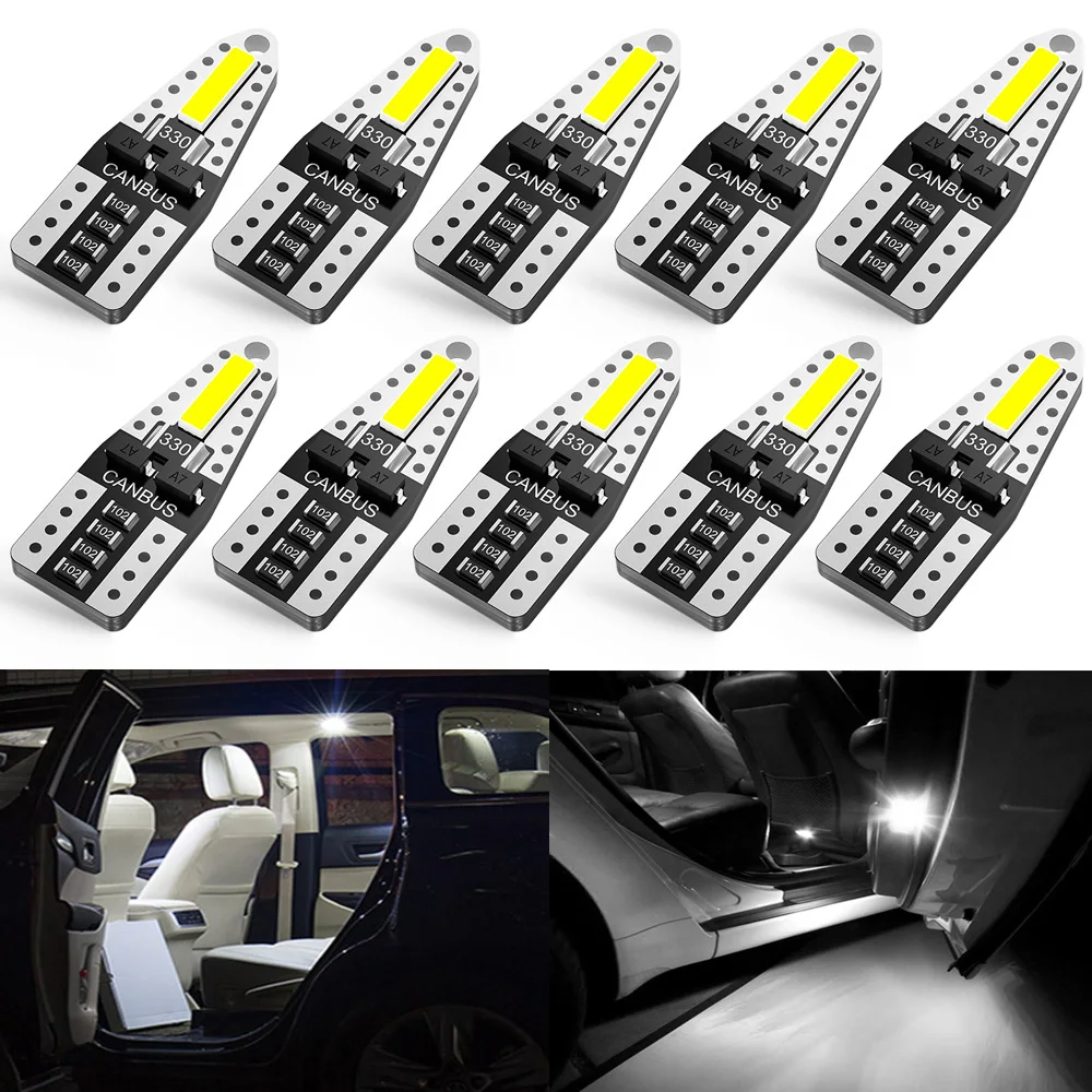 

AUXITO 10 шт. T10 W5W 194 светодиодная Автомобильная Лампа 6000K белая 7020 искусственная светодиодная Автомобильная внутренняя подсветильник ка s 12 В Plug...