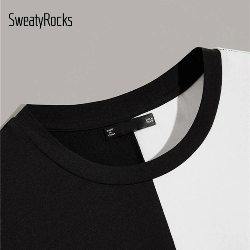SweatyRocks, мужской топ с цветными блоками, уличная одежда, мужские футболки, мода, летние повседневные мужские футболки с коротким рукавом и топы