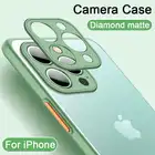 Ударопрочный чехол для объектива камеры для iPhone 13 11 12 Pro Max Mini 6 7 8 Plus XR X XS MAX SE 2020, Прозрачный матовый чехол, задняя крышка