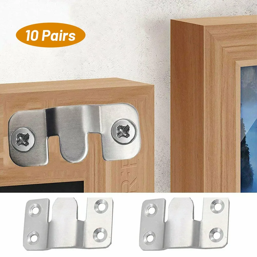 

10 Pcs Flush Mounting Buckles Bracket Headboard Picture Wall Hangers Interlocking Z Clips Buckle Retain Plate Concealed Mount