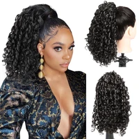 yr synthetic powerful drawstring fluffy ponytail afro style curly hair extensions synthetic clip in hairpiece for black women