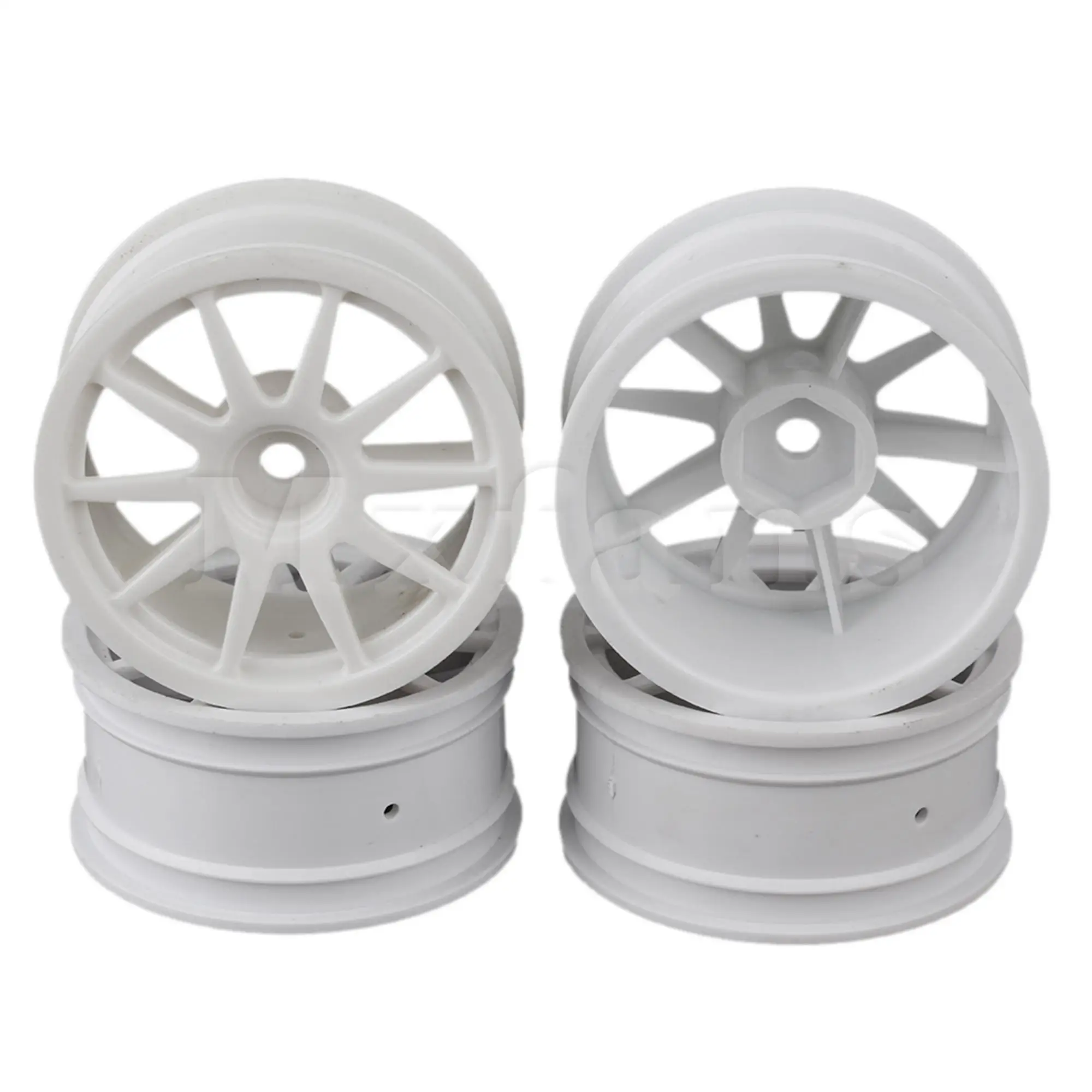 

4Pcs White 110003W 10-Spoke Wheels Replacement RC1:10 Flat Sports Car