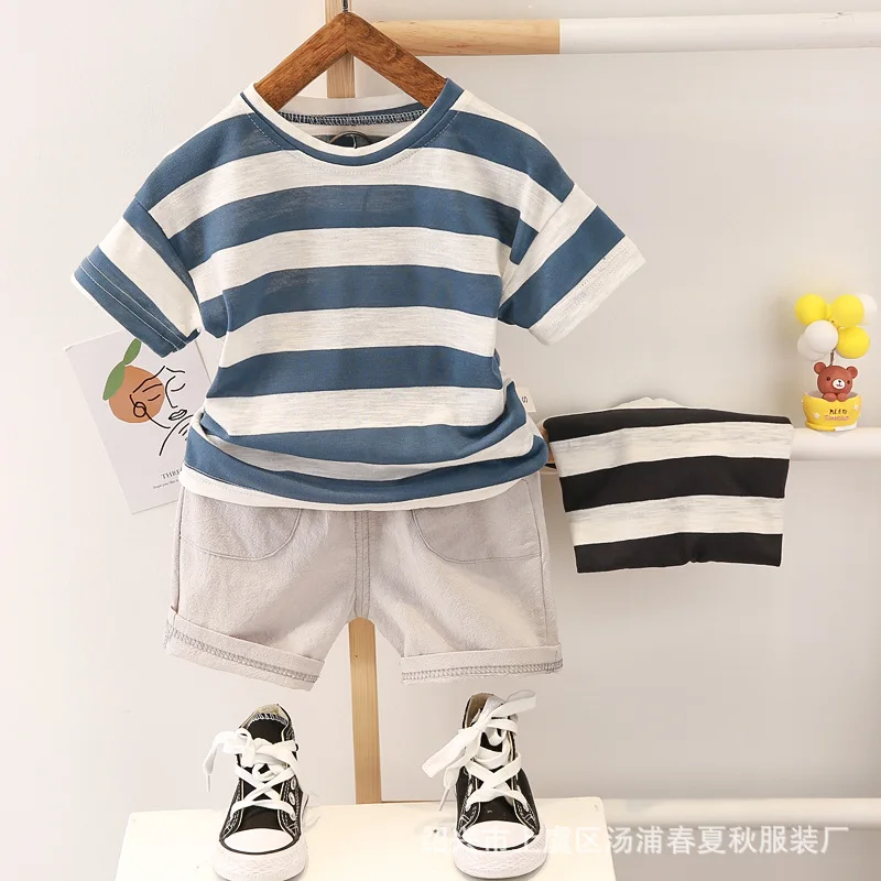 Женская Повседневная одежда в полоску летний комплект для младенцев и детей