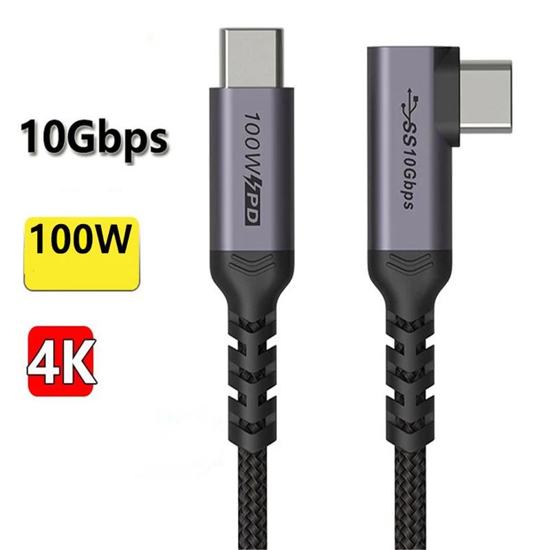 Кабель USB Type-C с углом 90 градусов 3 1 Gen2 кабель C 4K @ 60 Гц 10 Гбит/с 100 Вт 20 В/5 А быстрая