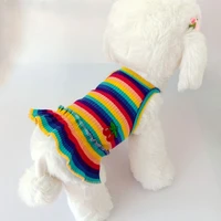 new striped dog cat t shirt vest rainbow color dog clothescat puppy springsummer dresses for dogs dog dresses for small dogs