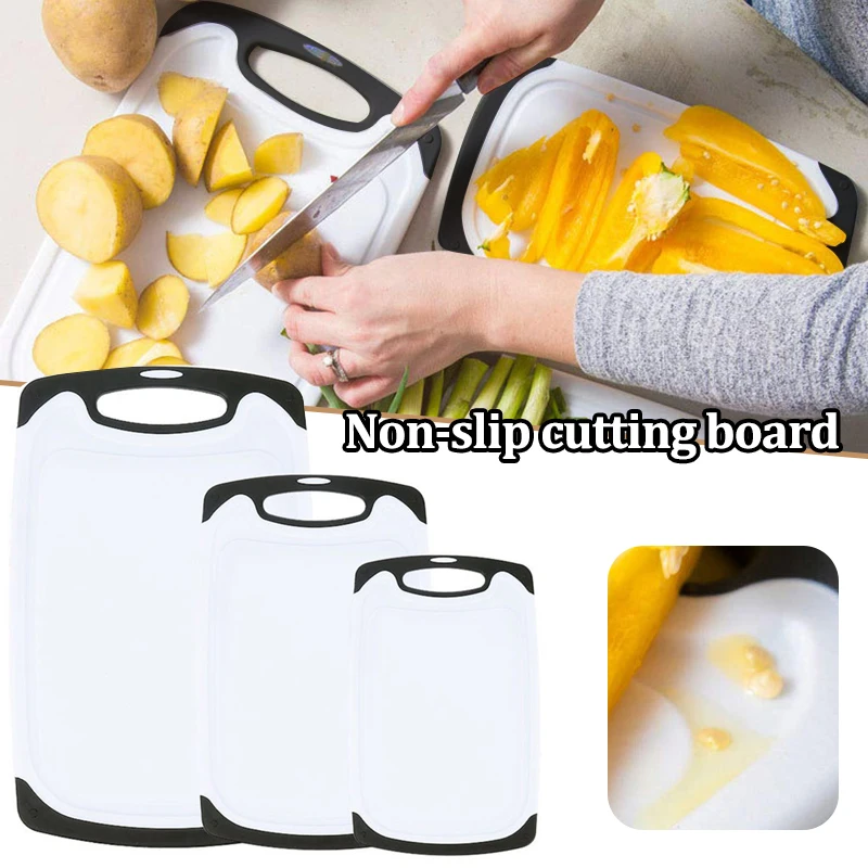 

Kitchen Cutting Board Easy-Grip Handles Safe Non-Slip Plastic Chopping Board Set For Kitchen LB88