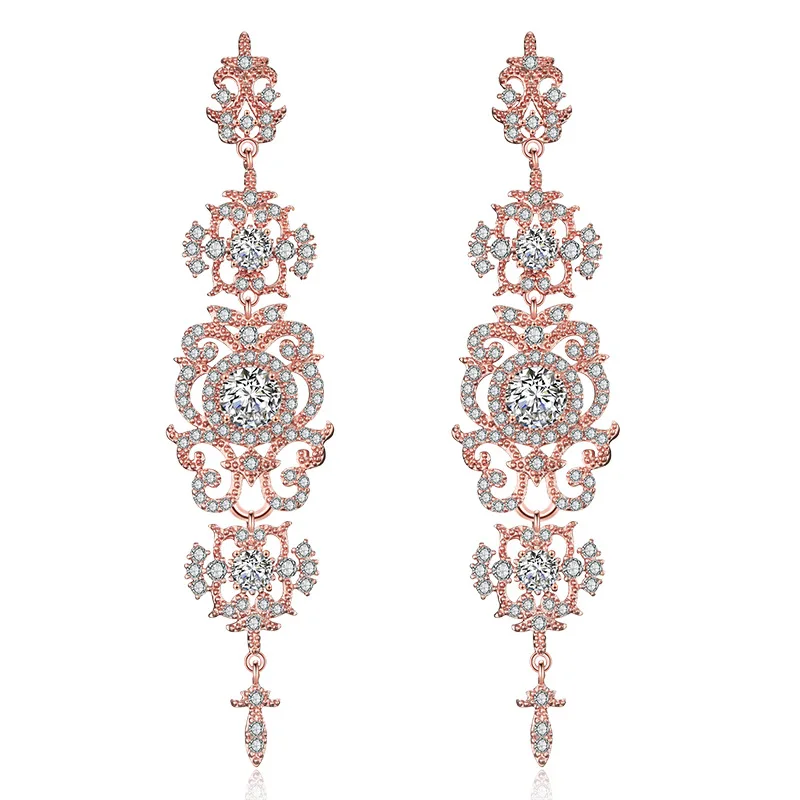 

Женские длинные серьги-каффы с цирконом AAA