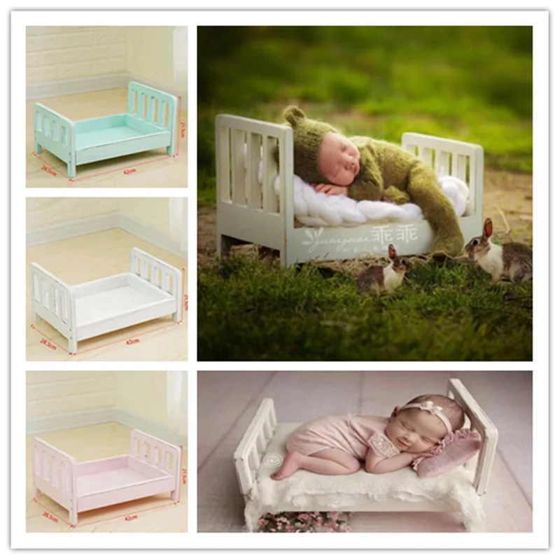 Children Photography Props Small Bed Photo Studio One Month Baby Newborn Wooden Bed Removable Safety Environmental Protection