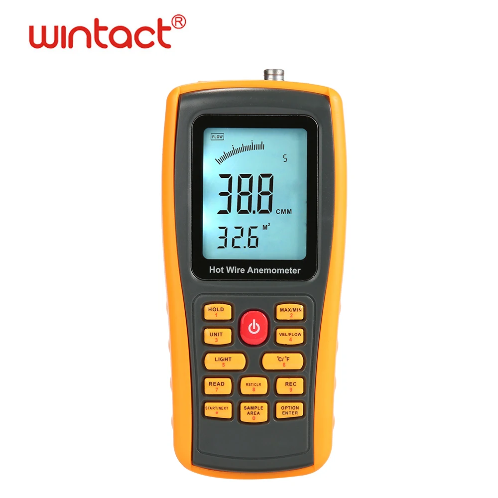 

Duct Hot Wire Thermo Anemometer,2/3 Vmax Wind Flow Velocity Meter with USB Interface and 350 groups data logging