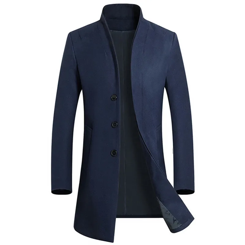 

2021 Autumn and Winter New Men's Casual Long Wool Blended Windbreaker.