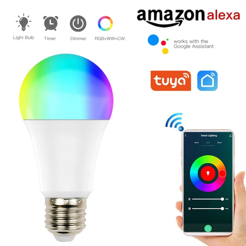

Светодиодная лампа Tuya Zigbee, таймер, Умный домашний светильник, 10 Вт, E27, RGB, Smart Life APP, Голосовое управление с Alexa Google Home