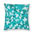 Восточные вишневые цветы на бирюзовой подушке чехол для дивана украшение дзен японские Цветы сакуры квадратный чехол для подушки 45x45 см