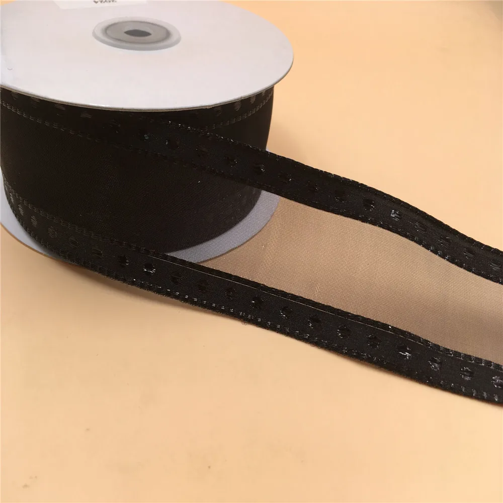 

38MM Black organza ribbon for gift wrapping wired edges 25yards roll