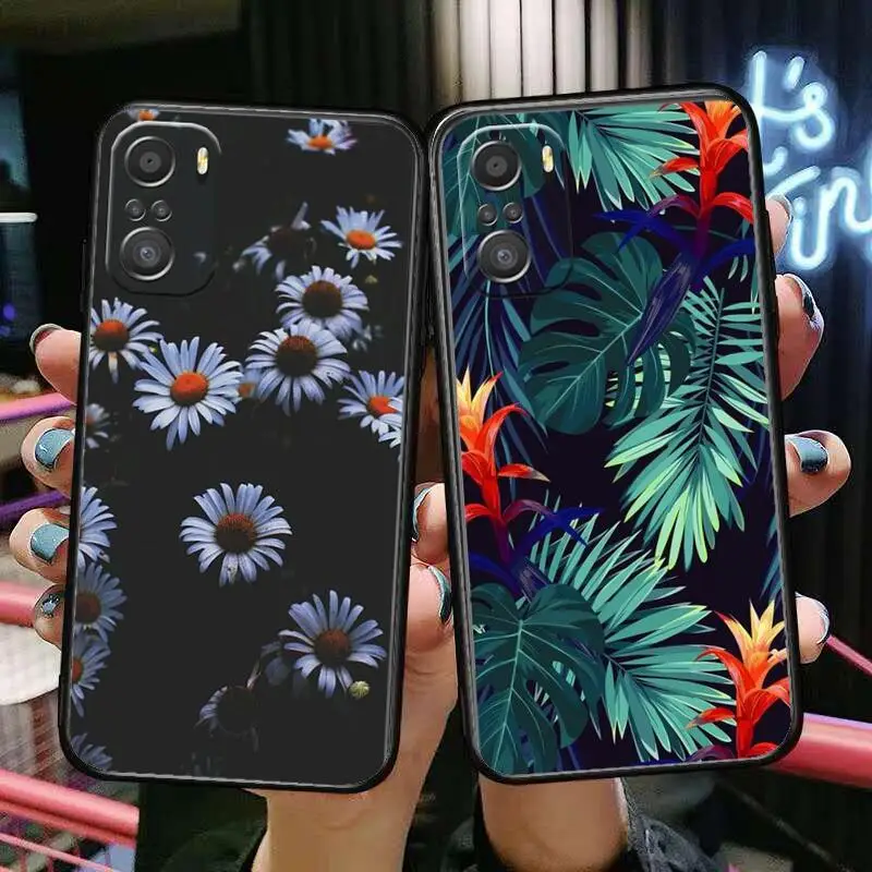

Retro Chrysanthemum Rose Flower For Xiaomi Redmi Note 10S 10 9T 9S 9 8T 8 7S 7 6 5A 5 Pro Max Soft Black Phone Case