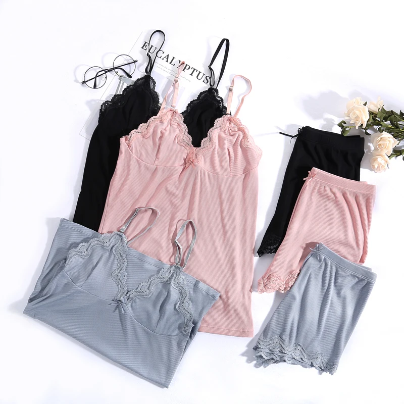 

Пижама женская с V-образным вырезом, пикантный комплект, шелковая ночная рубашка, кружевная Домашняя одежда на бретелях, пижама для сна и отд...