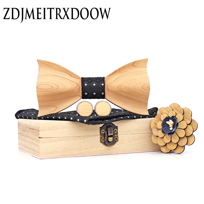 

Fashion 3D Wooden Bow Tie For Men Bowties Gravatas Corbatas Business Butterfly Cravat Ties For Party Wedding Wood Ties Sets