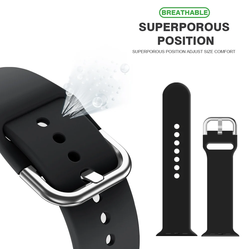 Ремешок спортивный с U образной пряжкой для Apple Watch сменный мягкий силиконовый