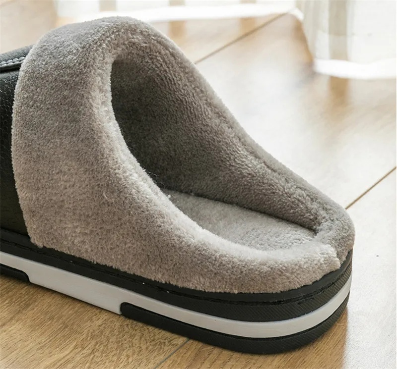 Тапочки мужские из искусственной кожи зимние водонепроницаемые теплые | Обувь