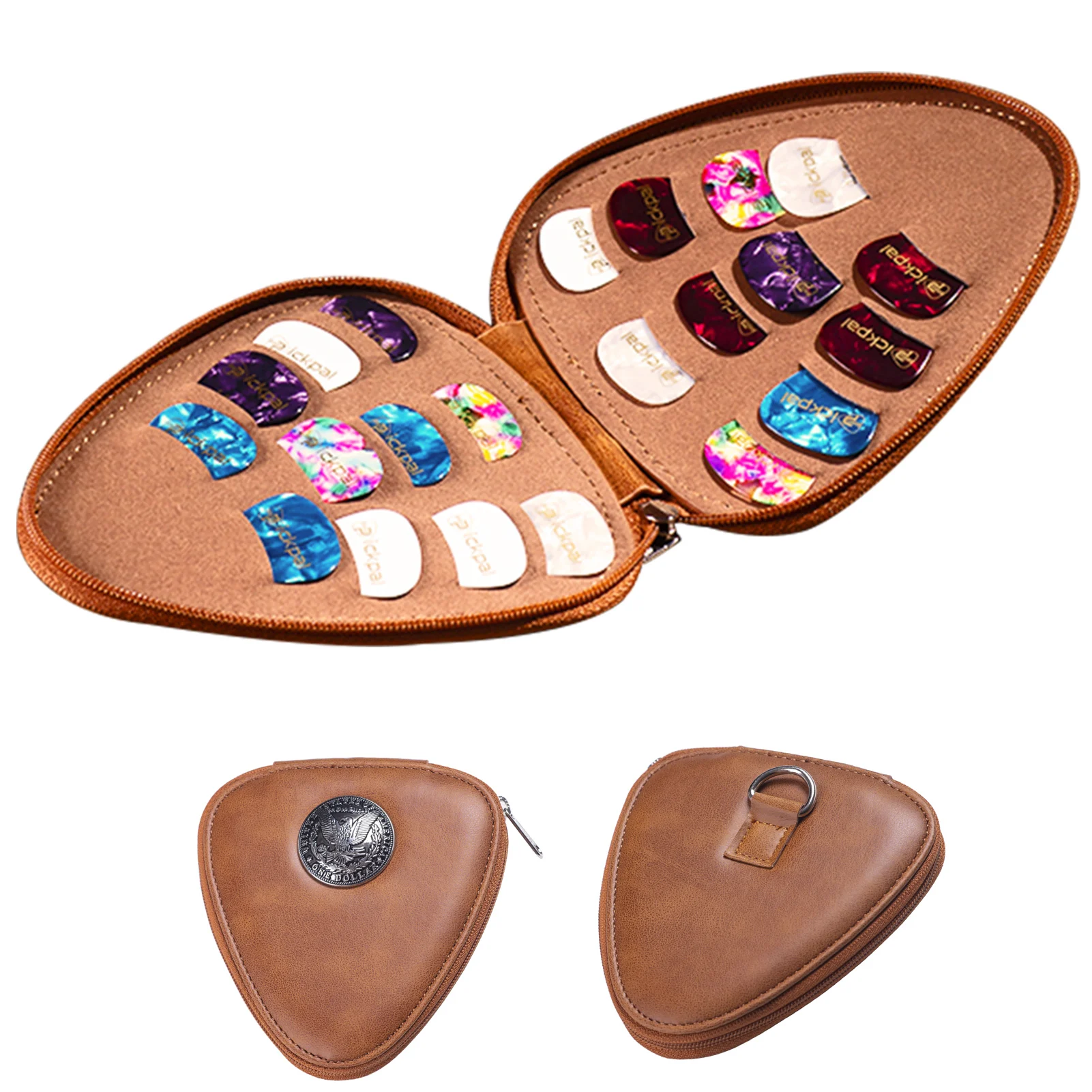 

Guitar Pick Holder Case Guitar Pick Bag Box With 22 Picks PU Leather Guitar Picks Display Case Variety Pack Picks Storage Pouch