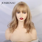 Синтетические парики JONRENAU, длинные светлые, разноцветные, с челкой, длина до плеч, для черныхбелых женщин, для косплея, парик Вечерние