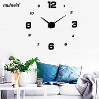 muhsein 2021 new wall clock modern design home decoration clock big size 3d number wall sticker clock unique mute watch for gift