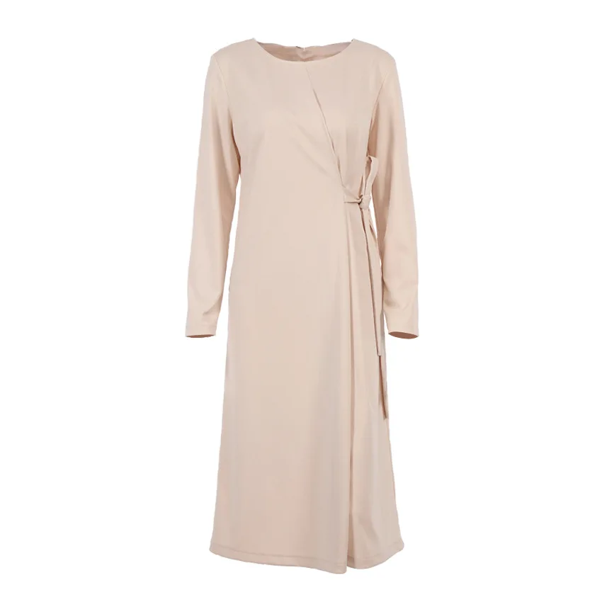 

FAKUNTN Women Dress 2021 New Office Ladies O Neck Long-Sleeve Dresses Autumn Winter Elegant Vintage Sexy Dress Woman Clothes