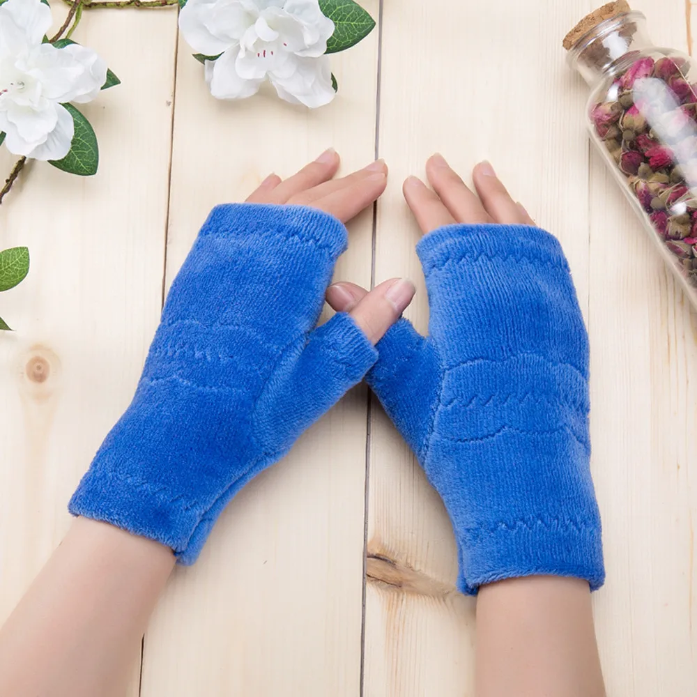Women Fingerless Gloves Thick Warmth polar fleece Winter Autumn Thick Warm Gloves Keyboard Leak Finger Gloves handschoenen 11.19