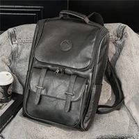 2022 new large capacity backpack men vinatage fashion pu leather mens backpacks computer bag travel backpack student school bag