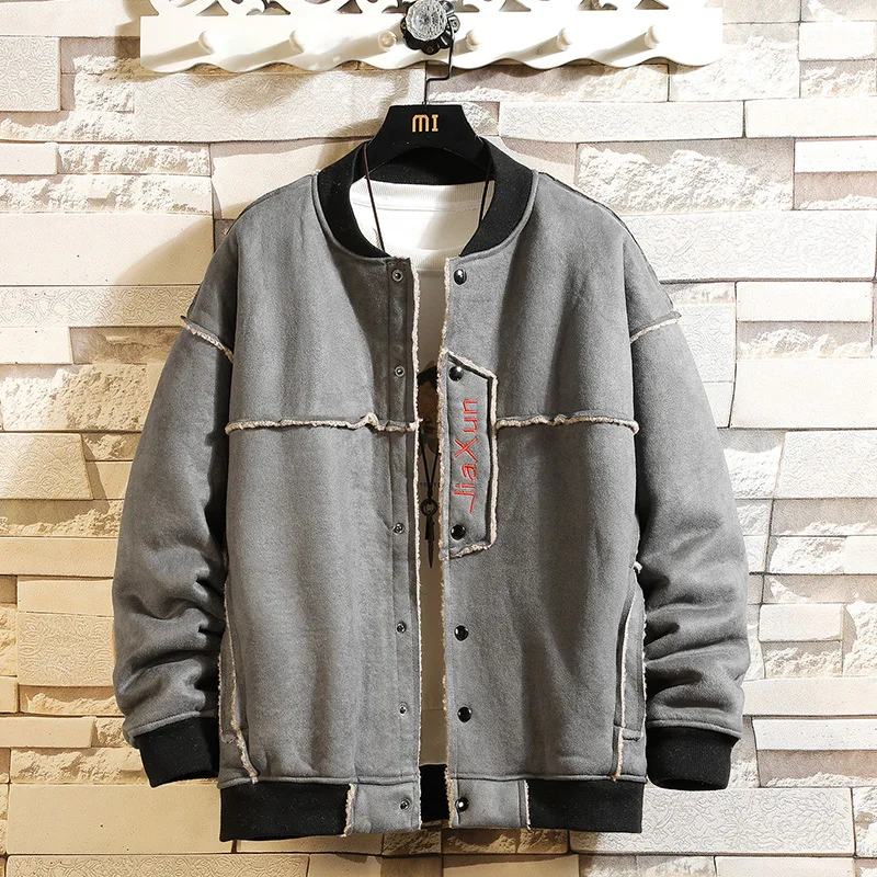 

New Fashion men jacket Parkas Autumn Winter Fleece cotton-padded thick warm Casual coat mens Solid color Windbreaker outerwear