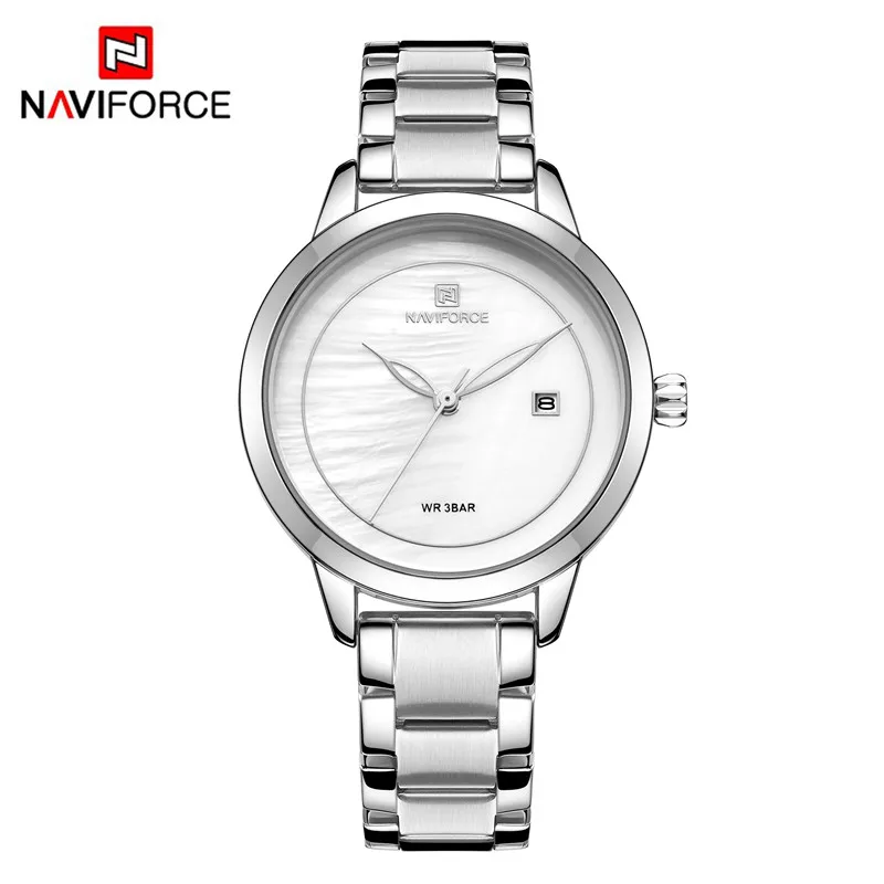 NA500804 without box NAVIFORCE модные женские часы лучший бренд Роскошные серебряные женские наручные часы браслет из нержавеющей стали классические женские часы 5008 - Цвет: NA500804 without box