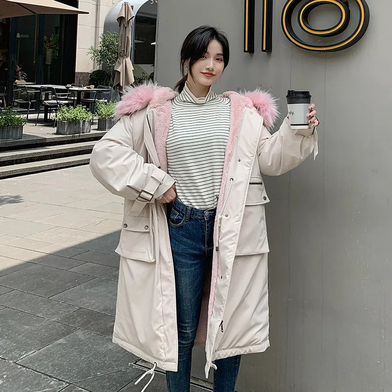 Модная Длинная женская зимняя куртка с хлопковой подкладкой теплая плотная